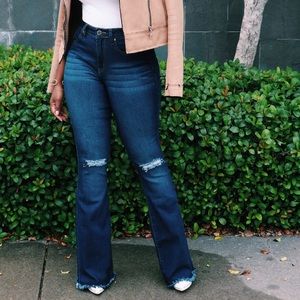 YMI High Waist Distressed Flare Jeans